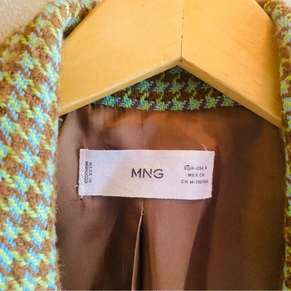 Mango Blazer Houndstooth Oversized Green - Picture 6 of 9